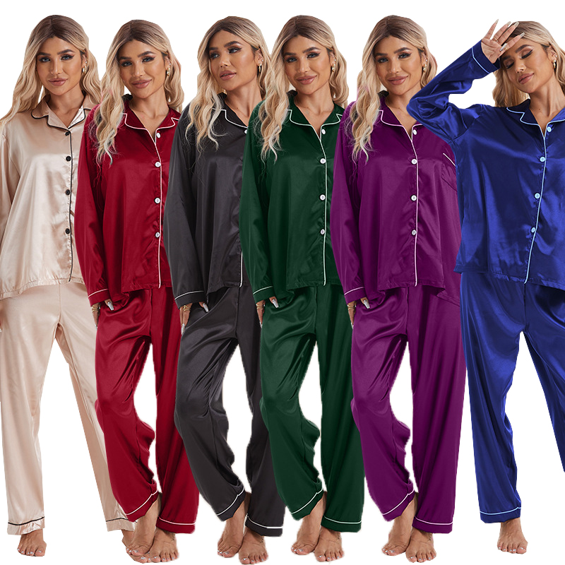 Napapasadyang satin pajama set para sa mga kalalakihan at kababaihan