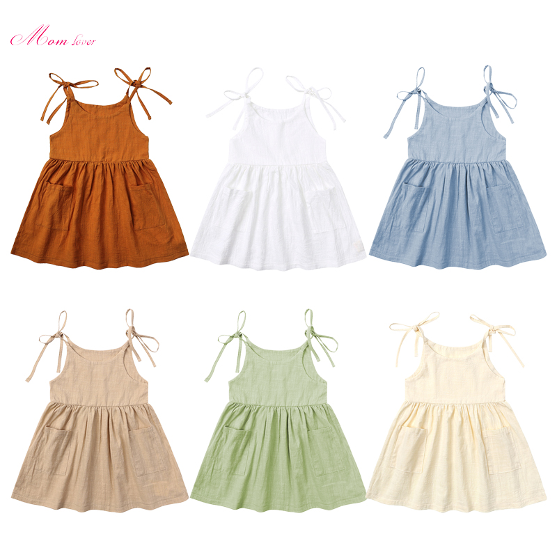 Ang solidong damit ng batang babae na walang damit na mini dresses summer beach sundress