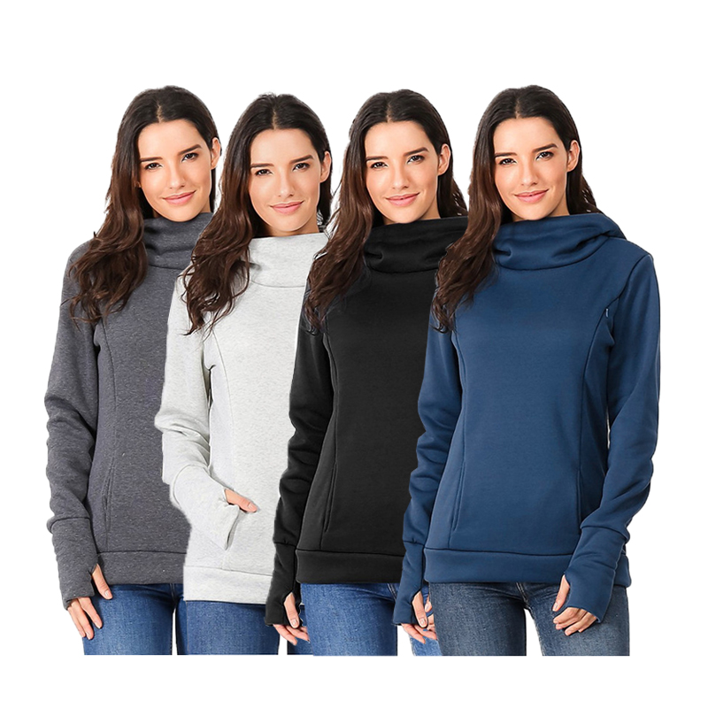 Solid na kulay na naka -print na hooded nursing hoodie top