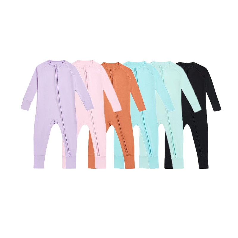 Bamboo baby pajamas zipper footie pajama romper