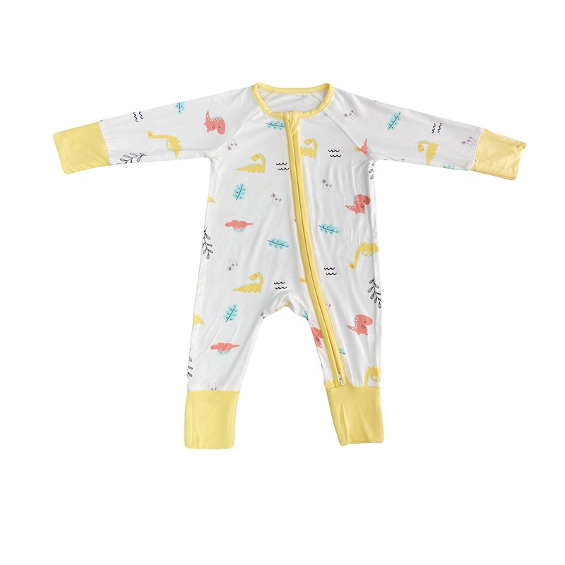 Bamboo baby rompers zipper footie pajama convertible romper