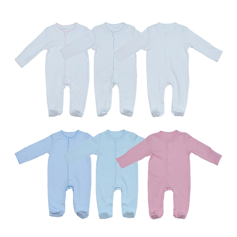 Picot trim bagong ipinanganak na papunta sa bahay outfits sanggol onesie romper set