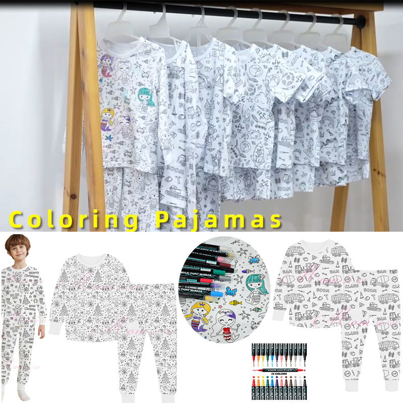 Ang mga bata pangkulay pajama ay nagtatakda ng 3-8 taong mga batang lalaki gir pajama